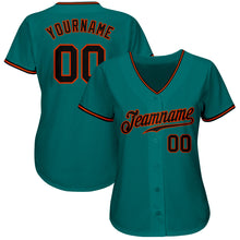 Load image into Gallery viewer, Custom Teal Black-Orange Authentic Baseball Jersey