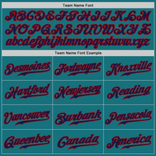 Load image into Gallery viewer, Custom Teal Navy-Red Authentic Baseball Jersey