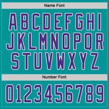 Load image into Gallery viewer, Custom Aqua Purple-White Hockey Jersey