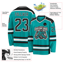 Load image into Gallery viewer, Custom Aqua Black-White Hockey Jersey