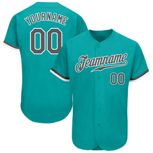 Load image into Gallery viewer, Custom Aqua Steel Gray-White Authentic Baseball Jersey