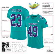 Load image into Gallery viewer, Custom Aqua Purple-White Mesh Authentic Football Jersey