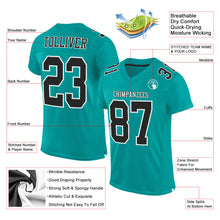 Load image into Gallery viewer, Custom Aqua Black-White Mesh Authentic Football Jersey