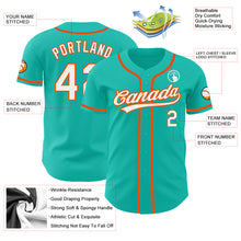 Load image into Gallery viewer, Custom Aqua White-Orange Authentic Baseball Jersey