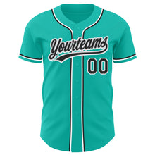 Load image into Gallery viewer, Custom Aqua Black-Gray Authentic Baseball Jersey