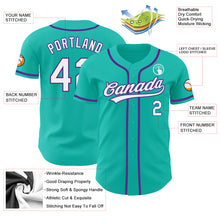 Load image into Gallery viewer, Custom Aqua White-Purple Authentic Baseball Jersey