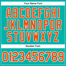 Load image into Gallery viewer, Custom Aqua White Pinstripe Orange Authentic Baseball Jersey