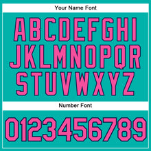 Load image into Gallery viewer, Custom Aqua White Pinstripe Pink-Navy Authentic Baseball Jersey