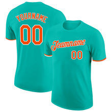 Load image into Gallery viewer, Custom Aqua Orange-White Performance T-Shirt