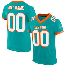 Load image into Gallery viewer, Custom Aqua White-Orange Mesh Authentic Football Jersey