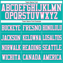 Load image into Gallery viewer, Custom Aqua White-Pink Mesh Authentic Football Jersey