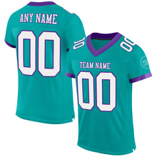 Load image into Gallery viewer, Custom Aqua White-Purple Mesh Authentic Football Jersey