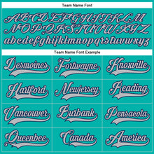 Load image into Gallery viewer, Custom Aqua Gray-Navy Hockey Lace Neck Jersey