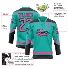 Load image into Gallery viewer, Custom Aqua Pink-Black Hockey Lace Neck Jersey