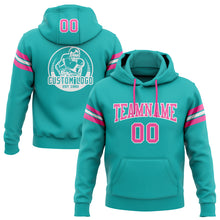 Load image into Gallery viewer, Custom Stitched Aqua Pink-White Football Pullover Sweatshirt Hoodie