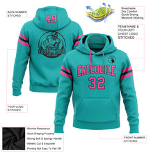 Load image into Gallery viewer, Custom Stitched Aqua Pink-Black Football Pullover Sweatshirt Hoodie