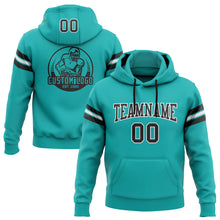 Load image into Gallery viewer, Custom Stitched Aqua Black-White Football Pullover Sweatshirt Hoodie