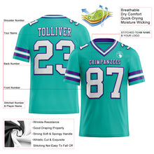 Load image into Gallery viewer, Custom Aqua White-Purple Authentic Football Jersey