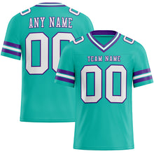 Load image into Gallery viewer, Custom Aqua White-Purple Authentic Football Jersey