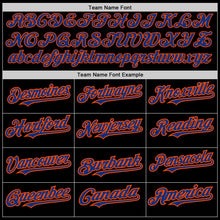 Load image into Gallery viewer, Custom Black Royal-Orange 3 Colors Arm Shapes Authentic Baseball Jersey