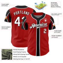 Load image into Gallery viewer, Custom Red White-Black 3 Colors Arm Shapes Authentic Baseball Jersey