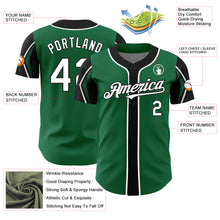 Load image into Gallery viewer, Custom Kelly Green White-Black 3 Colors Arm Shapes Authentic Baseball Jersey