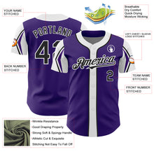 Load image into Gallery viewer, Custom Purple Black-White 3 Colors Arm Shapes Authentic Baseball Jersey