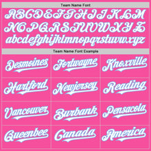 Load image into Gallery viewer, Custom Pink White-Light Blue 3 Colors Arm Shapes Authentic Baseball Jersey