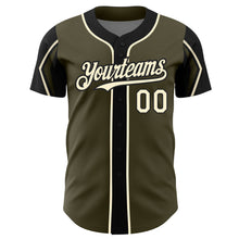 Load image into Gallery viewer, Custom Olive Cream-Black 3 Colors Arm Shapes Authentic Salute To Service Baseball Jersey