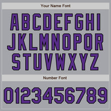 Load image into Gallery viewer, Custom Gray Purple-Black 3 Colors Arm Shapes Authentic Baseball Jersey