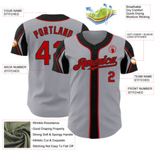 Load image into Gallery viewer, Custom Gray Red-Black 3 Colors Arm Shapes Authentic Baseball Jersey