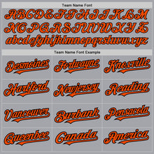 Load image into Gallery viewer, Custom Gray Orange-Black 3 Colors Arm Shapes Authentic Baseball Jersey