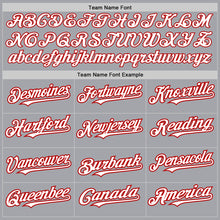 Load image into Gallery viewer, Custom Gray White-Red 3 Colors Arm Shapes Authentic Baseball Jersey