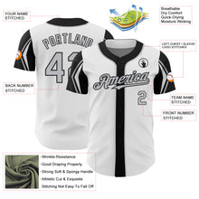 Load image into Gallery viewer, Custom White Gray-Black 3 Colors Arm Shapes Authentic Baseball Jersey