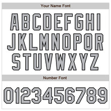 Load image into Gallery viewer, Custom White Gray-Black 3 Colors Arm Shapes Authentic Baseball Jersey