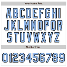 Load image into Gallery viewer, Custom White Light Blue-Black 3 Colors Arm Shapes Authentic Baseball Jersey