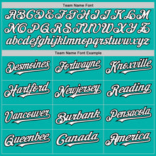 Load image into Gallery viewer, Custom Aqua White-Black 3 Colors Arm Shapes Authentic Baseball Jersey