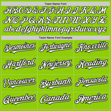 Load image into Gallery viewer, Custom Neon Green White-Black 3 Colors Arm Shapes Authentic Baseball Jersey