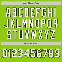 Load image into Gallery viewer, Custom Neon Green White-Black 3 Colors Arm Shapes Authentic Baseball Jersey