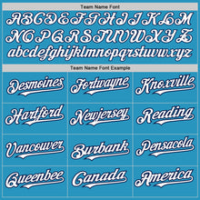 Load image into Gallery viewer, Custom Panther Blue White-Navy 3 Colors Arm Shapes Authentic Baseball Jersey