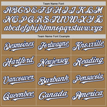 Load image into Gallery viewer, Custom Old Gold White-Navy 3 Colors Arm Shapes Authentic Baseball Jersey