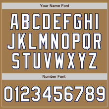 Load image into Gallery viewer, Custom Old Gold White-Navy 3 Colors Arm Shapes Authentic Baseball Jersey