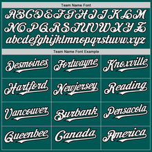 Load image into Gallery viewer, Custom Midnight Green White-Black 3 Colors Arm Shapes Authentic Baseball Jersey