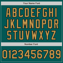 Load image into Gallery viewer, Custom Midnight Green Old Gold-Black 3 Colors Arm Shapes Authentic Baseball Jersey