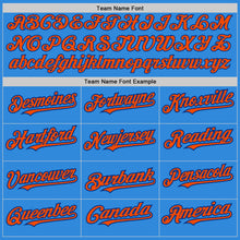 Load image into Gallery viewer, Custom Electric Blue Orange-Royal 3 Colors Arm Shapes Authentic Baseball Jersey