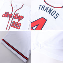 Load image into Gallery viewer, Custom White Red-Navy Baseball Jersey