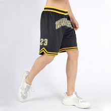 Load image into Gallery viewer, Custom Black Gold-White Authentic Throwback Basketball Shorts