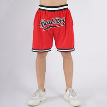 Load image into Gallery viewer, Custom Red Black-White Authentic Throwback Basketball Shorts