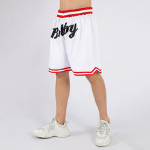 Load image into Gallery viewer, Custom White Black-Red Authentic Throwback Basketball Shorts