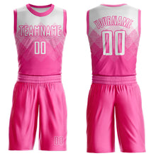 Load image into Gallery viewer, Custom Pink White Round Neck Sublimation Basketball Suit Jersey